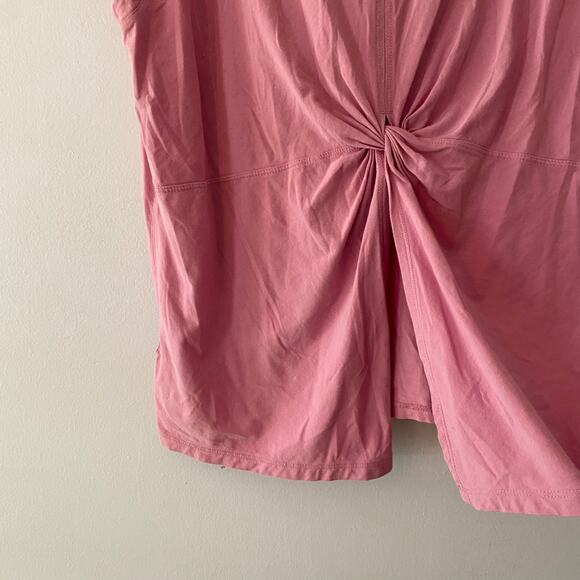 Athleta Women's size Large Outbound Twist Pink V-neck Back Tie Shirt Athleisure - Picture 7 of 10